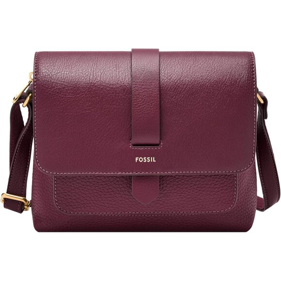 Kinley Women's Berry Leather Crossbody Bag with Multiple Pockets Magnetic Closu